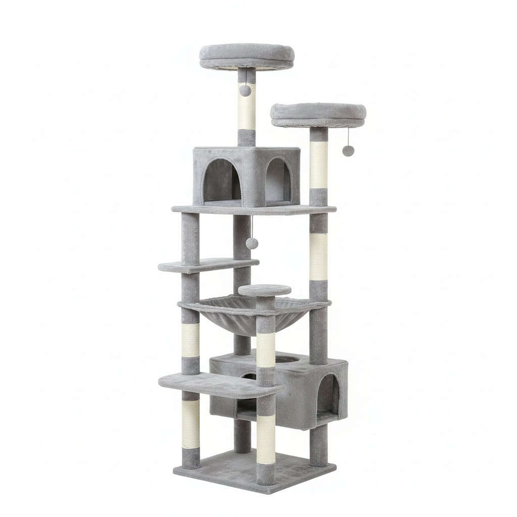 Large Cat Tree and Tower for Indoor Cats With Sisal-Covered Scratching Posts Spacious Hammock Padded Perches and Condos Cat Toys