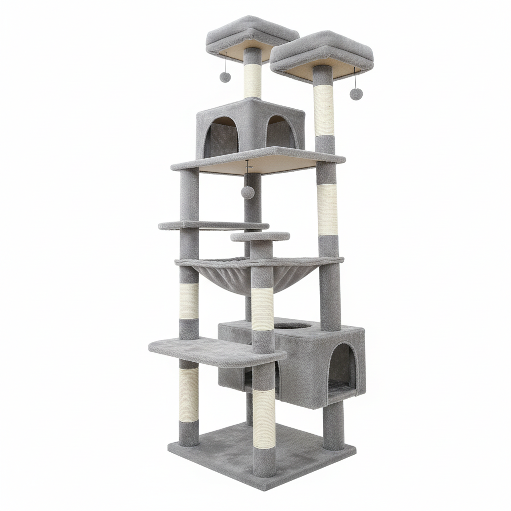 Large Cat Tree and Tower for Indoor Cats With Sisal-Covered Scratching Posts Spacious Hammock Padded Perches and Condos Cat Toys